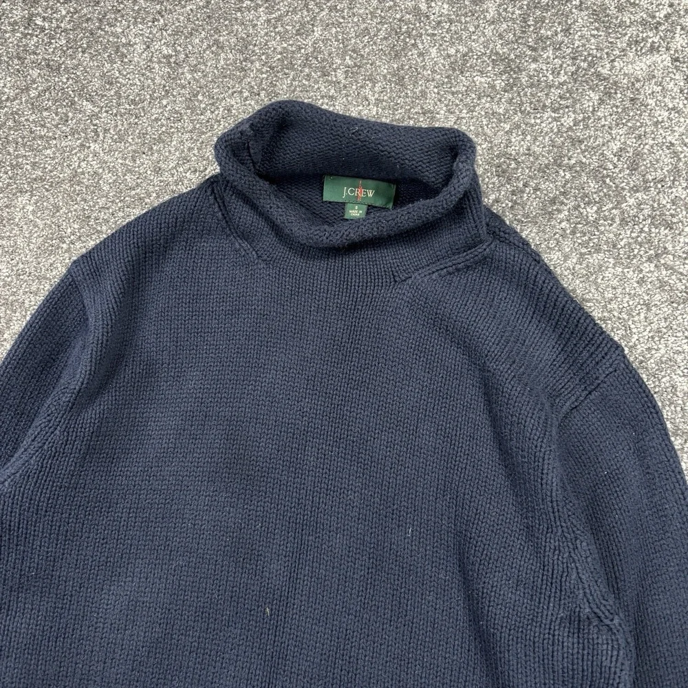 J.Crew 1988 Cotton Rollneck Knit Sweater Mens Small Blue J0782 Oarsman